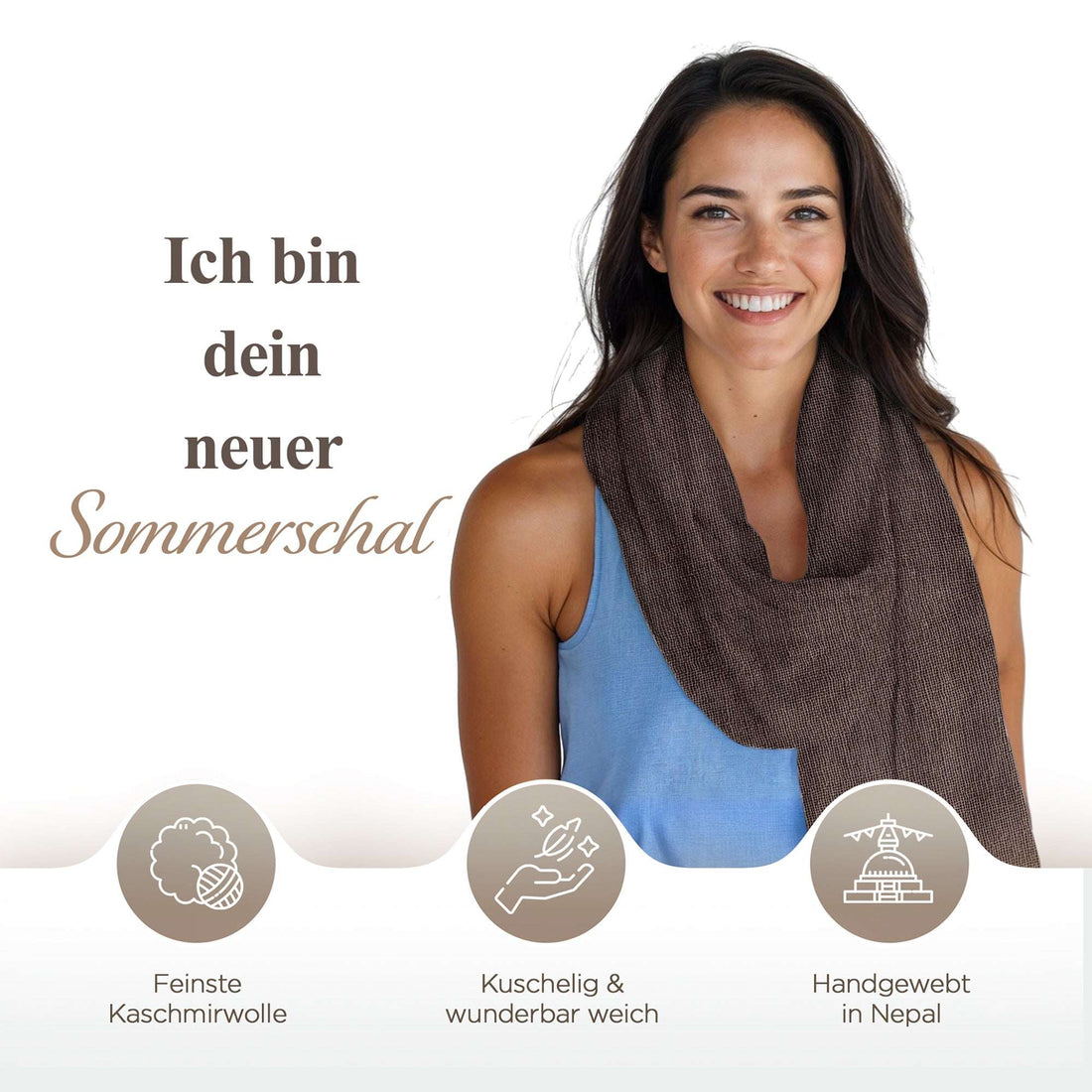 Kaschmirtuch dunkelbraun einfarbig