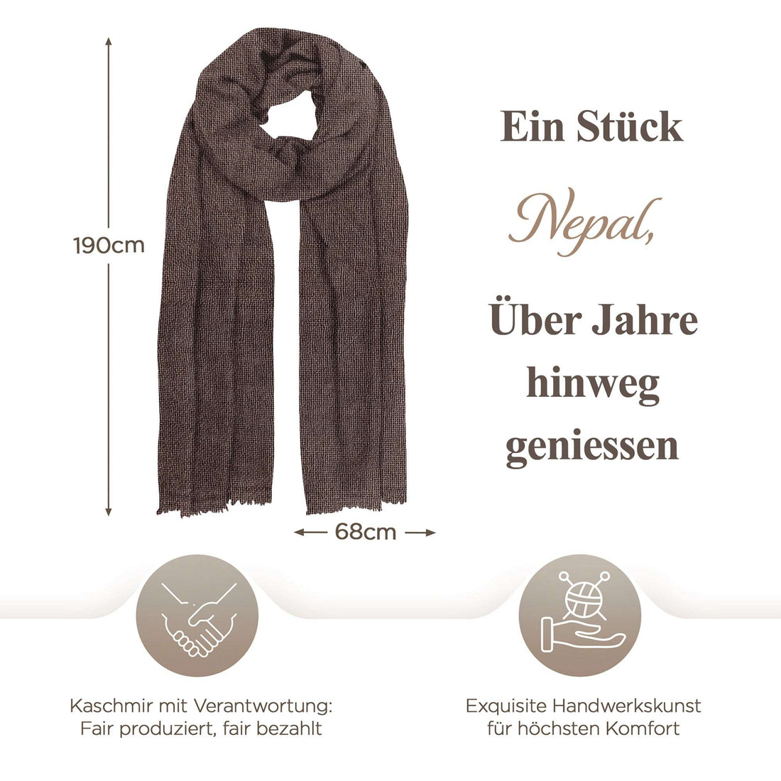 Kaschmirtuch dunkelbraun einfarbig