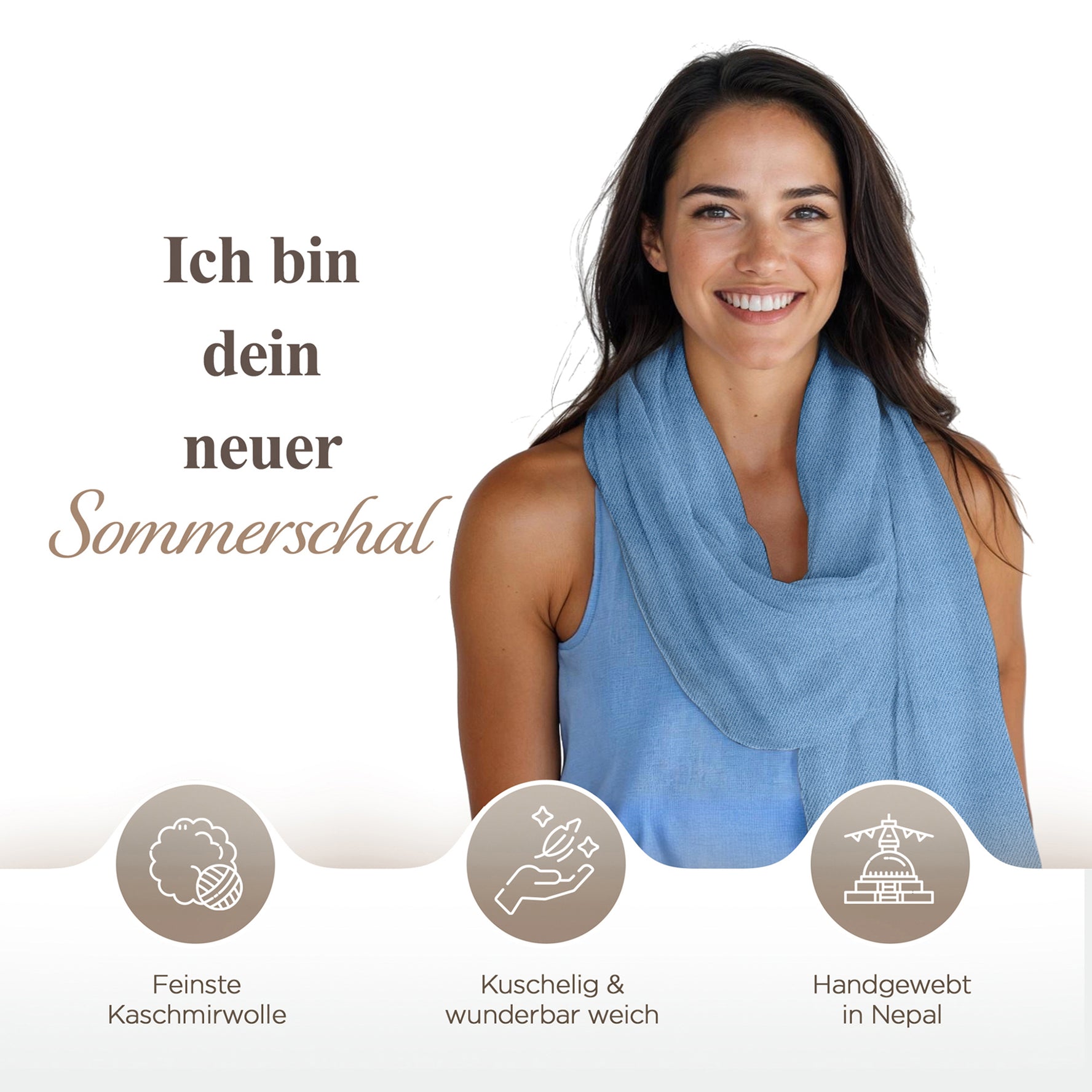 Kaschmirtuch hellblau einfarbig