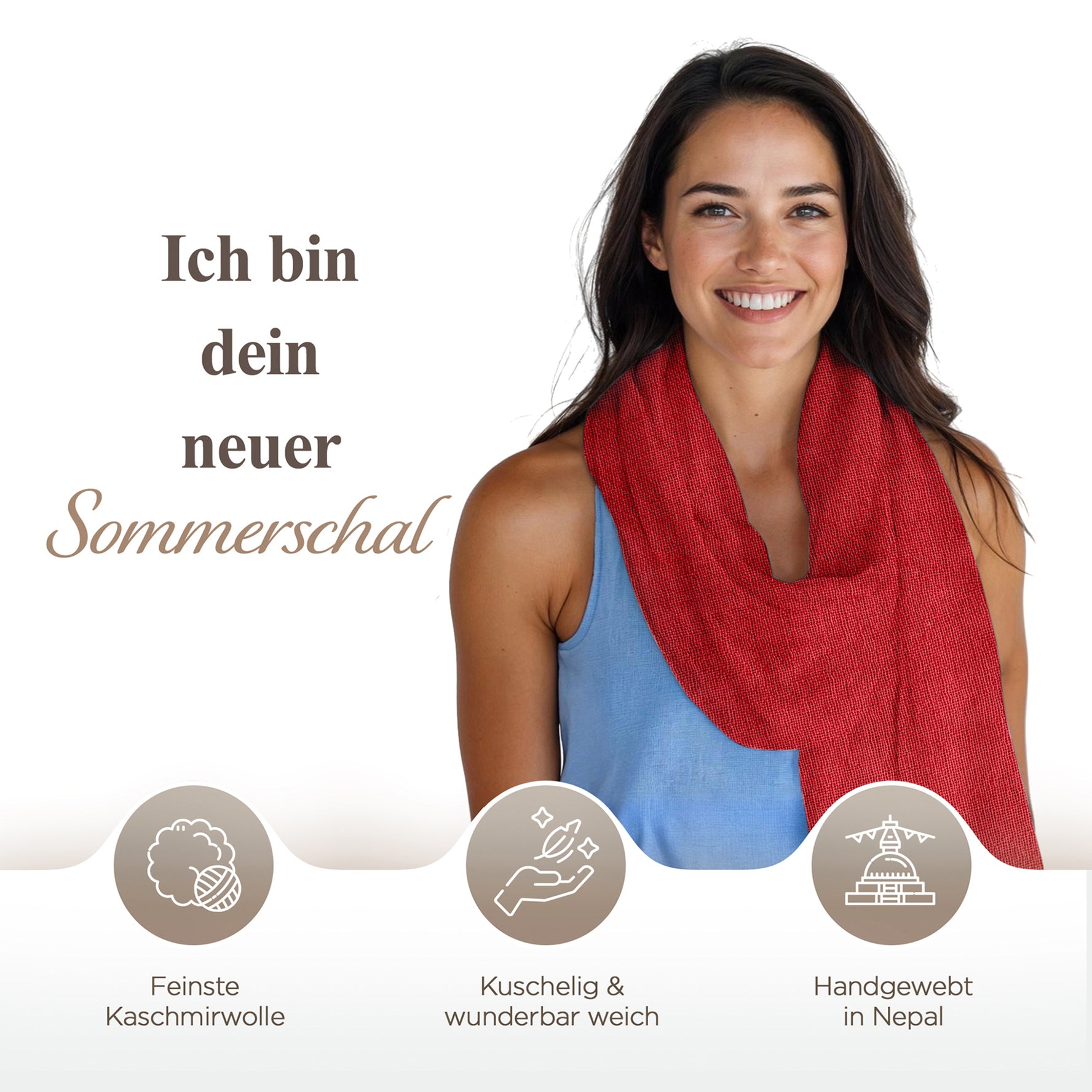 Kaschmirtuch rot einfarbig