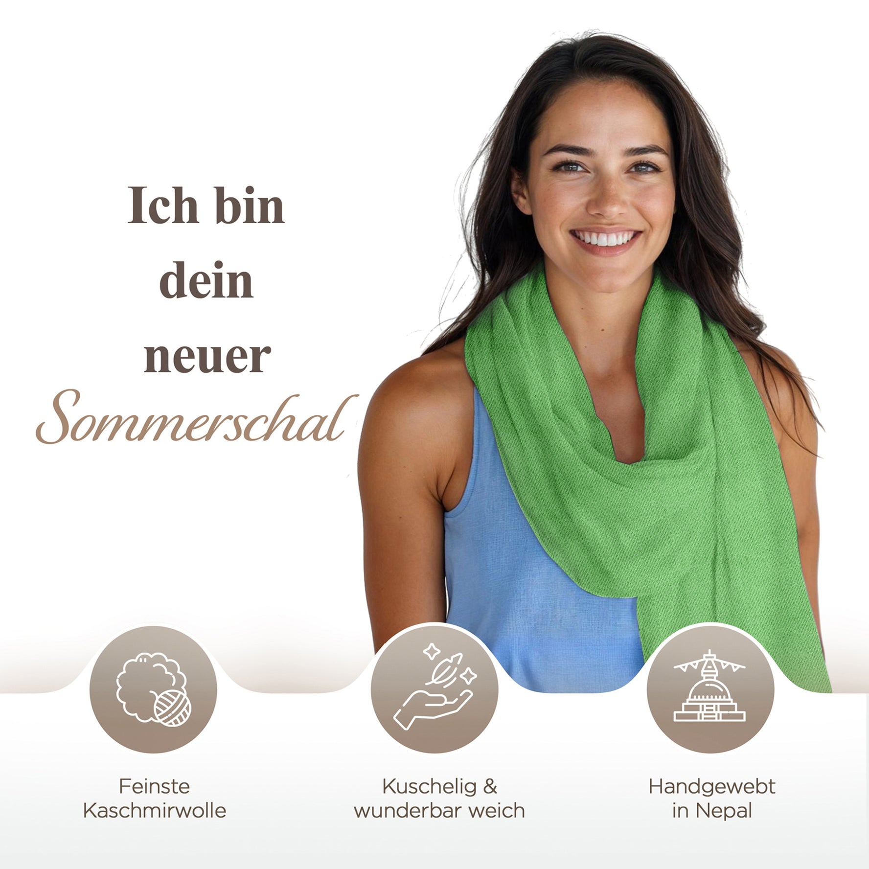 Kaschmirtuch grün einfarbig