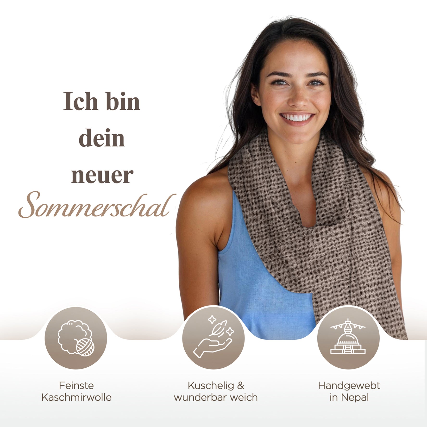 Kaschmirtuch grau einfarbig