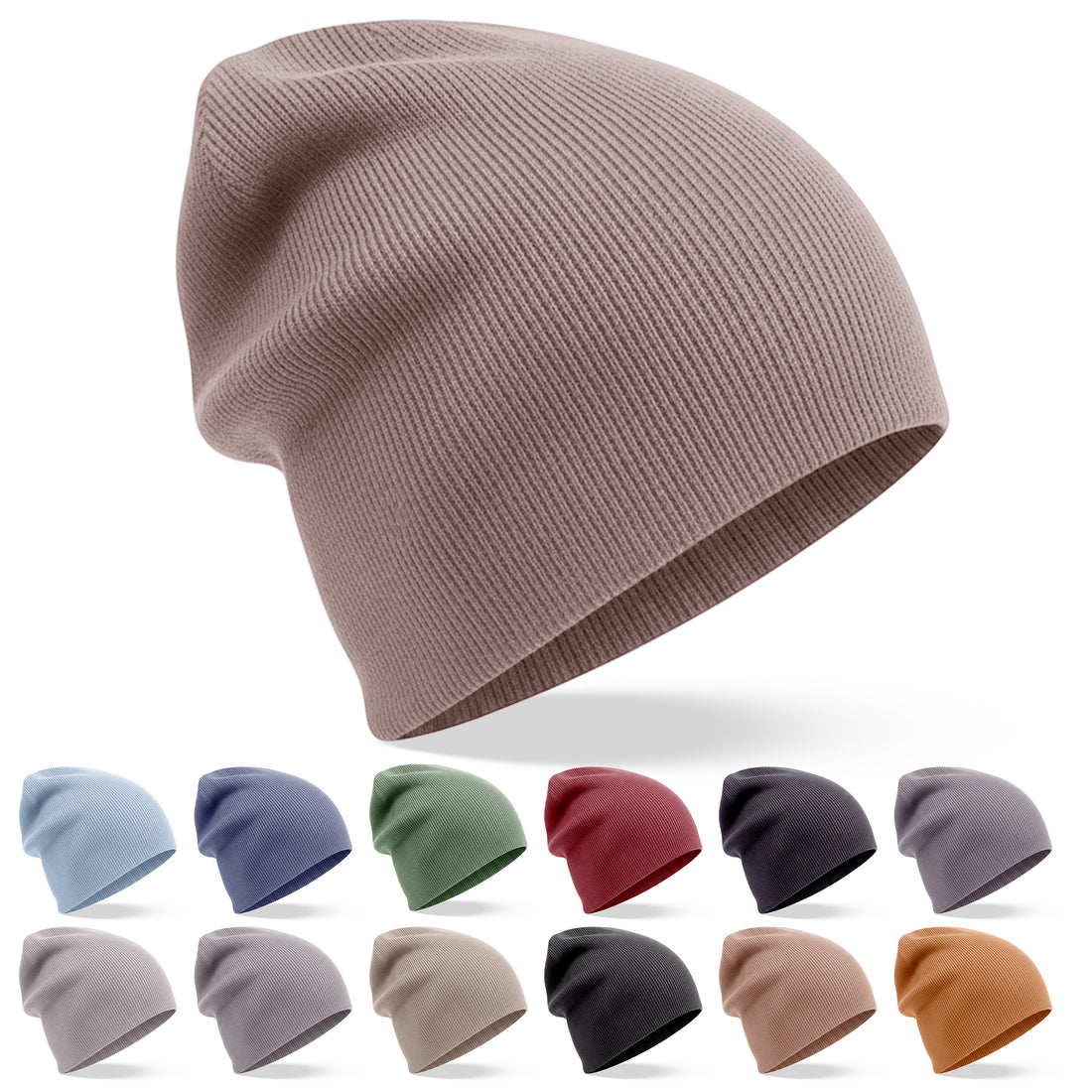 Kaschmirmütze Beanie leicht gerippt braun