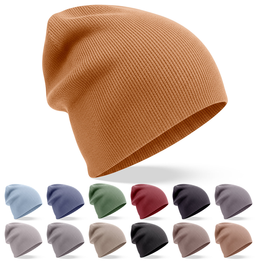 Kaschmirmütze Beanie leicht gerippt hellbraun